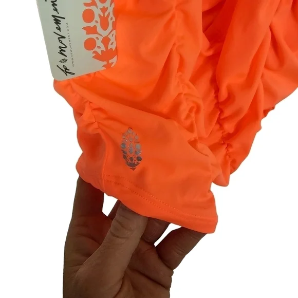 Free People FP MOVEMENT Shirr Enough Tank Top Ruched Neon Coral Size Lar… - Picture 10 of 12